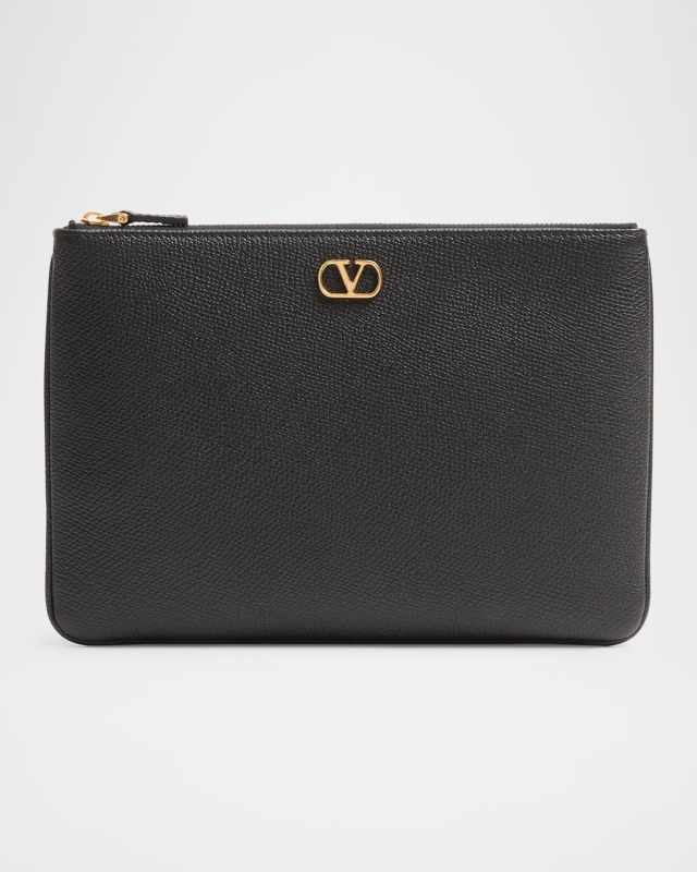 Medium VLOGO Leather Flat Pouch Bag